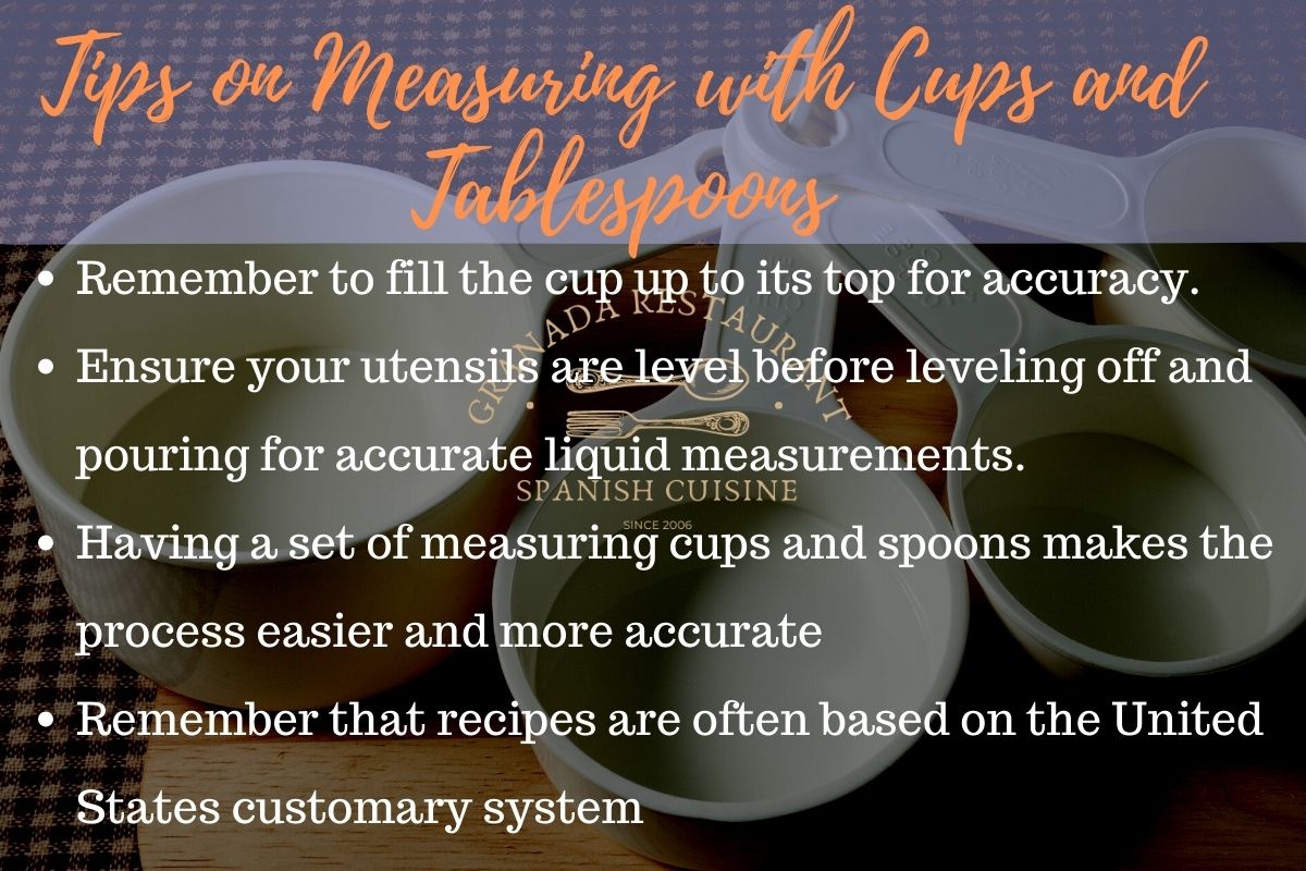 Tips on measuring with cups and tablespoons